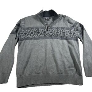 Eddie Bauer Mens XL Gray 1/4 Zip Pullover Cotton Fair Isle Sweater Extra Large